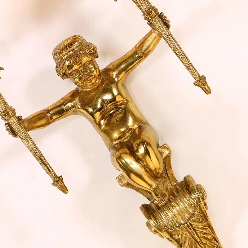 Nordic Copper Angel Wall Lamp European Classical Bedside Lighting for Living Room Bedroom Staircase Decor