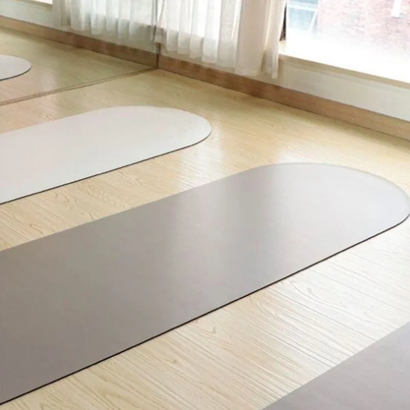 

Custom Design Solid Plain Nude Color Eco Vegan PU Oval Arched Oval Pill Shape Rubber Yoga Mat