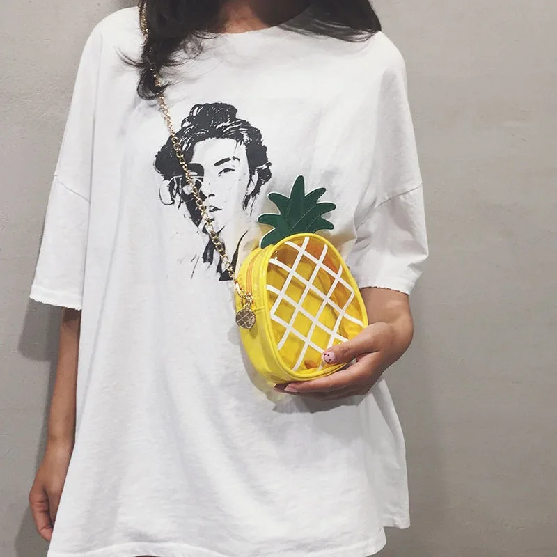 Instagram new small bag, fashionable and personalized PVC transparent jelly pineapple bag, single shoulder crossbody women's bag