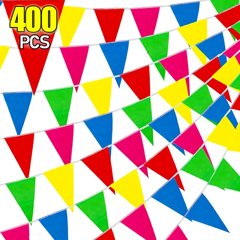 

50/200M Multicolored Triangle Flag Bunting Party Banner Pennant Festival Outdoor Decor For Home Garden Wedding Shop Street Decor