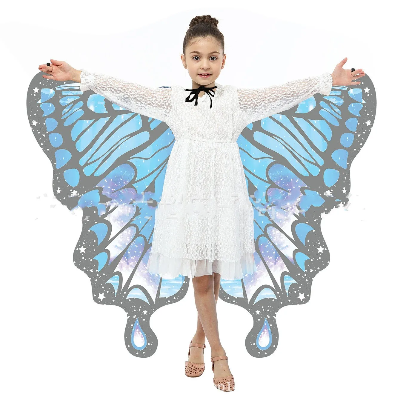 Butterfly Wings Costume Girl Fairy Dress Up Halloween Party Kids Cape Shawl Rainbow Monarch Nymph Pixie Scarf Stage Show New