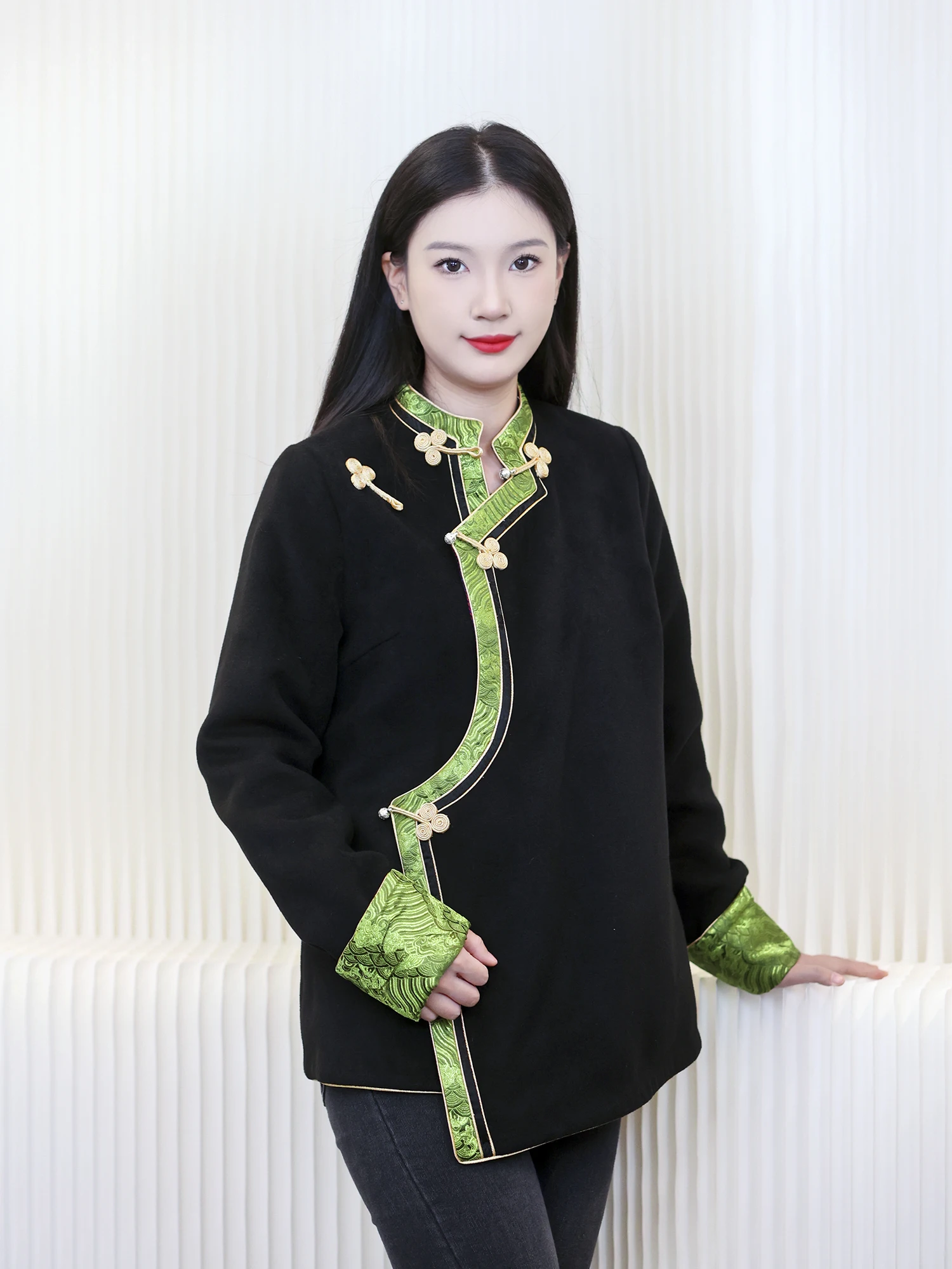 Vêtements tibétains noirs améliorés pour femmes, manteau d'automne, vêtements décontractés, olympiques de jour, haut Tibet Lhassa, nouveau