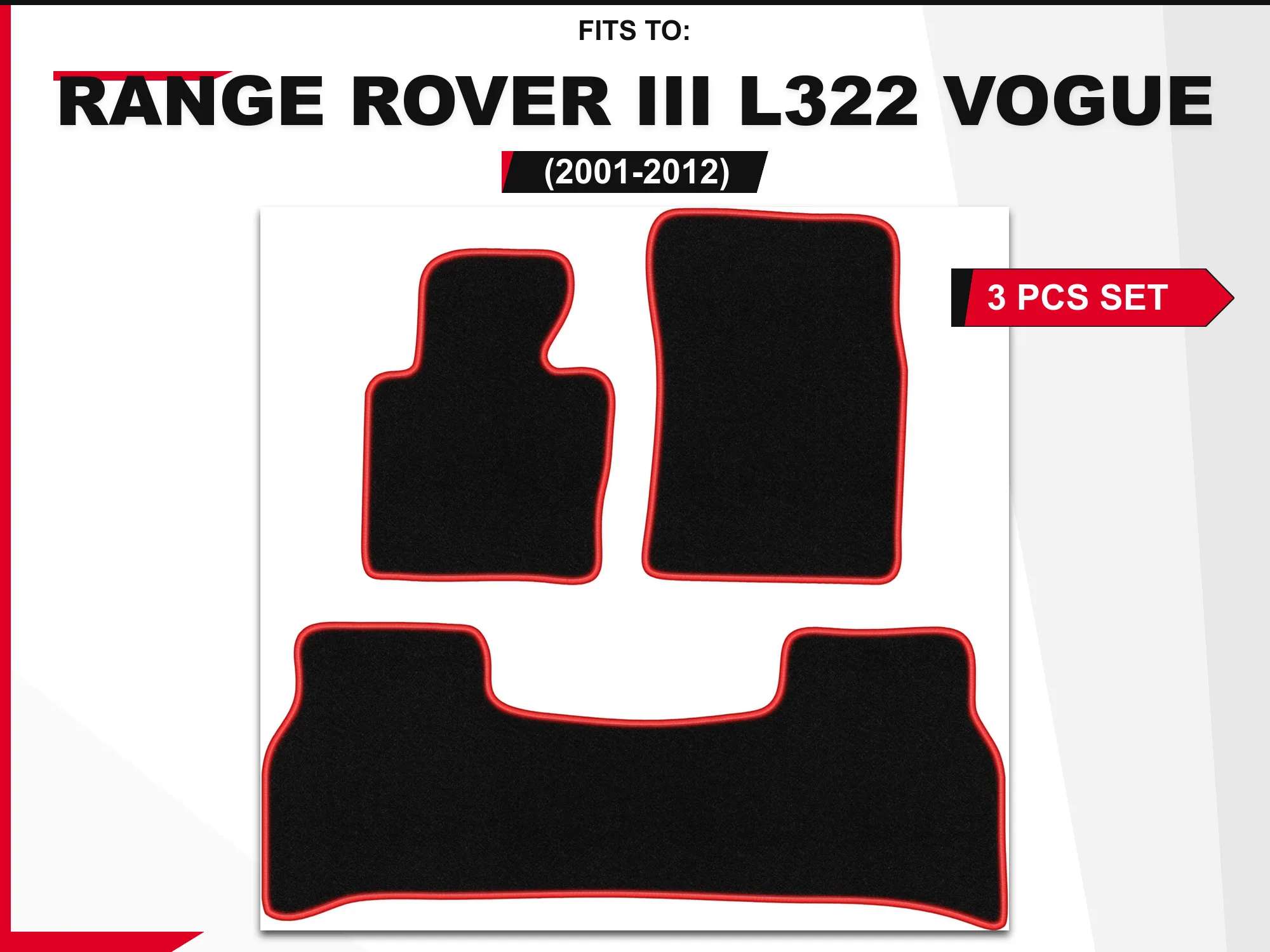 Tapis de sol en velours pour Range Rover III L322 Vogue 2001-2012, ensemble de 3 tapis de sol sur mesure pour voiture
