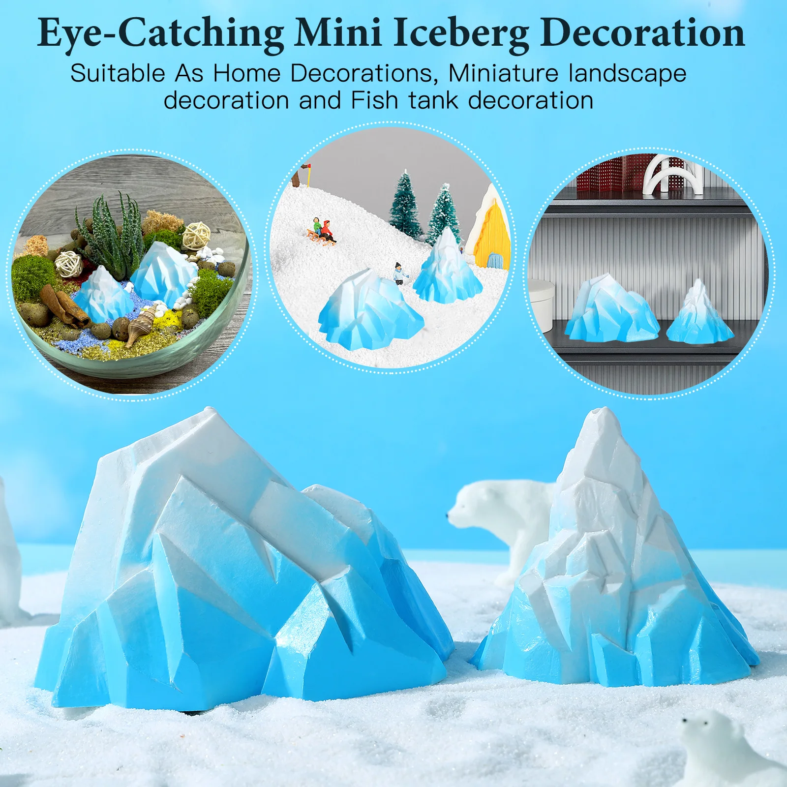 2 pezzi acquario montagne di ghiaccio pregevole fattura realistica simulazione naturale decorazione Floeberg per acquario casa
