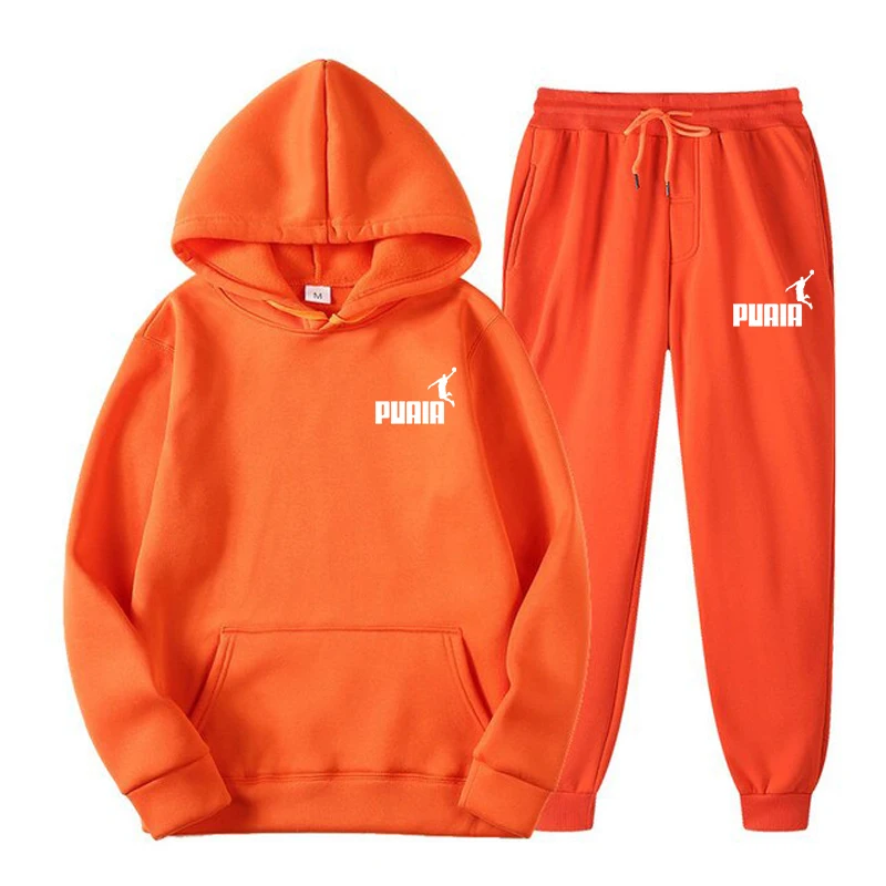 Autumn Winter Hooded Sweatshirt Suit Men And Women Couple Jogging Hoodies+Sweatpants Two Pieces Set Streetwear Casual Clothing