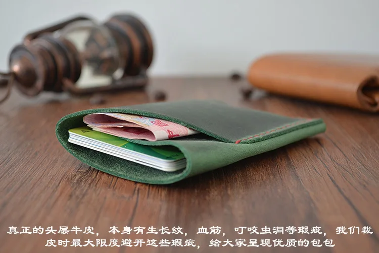 Vintage 100% Handmade Genuine Leather Credit Card Holder Card ID Holder men Business Card Leather women Purse small wallet