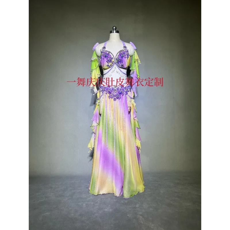 Customized Belly Dance Costumes Design Gradient Color Performance Competition Costume Belly Dancing Bra Skirt