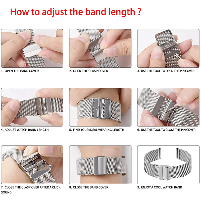 Mesh Watch Band For Seiko For DW Watch Milanese Strap 10mm 12 14 16 17mm 18 19mm 20 21mm 22mm Men Women Steel Watch Strap Tools