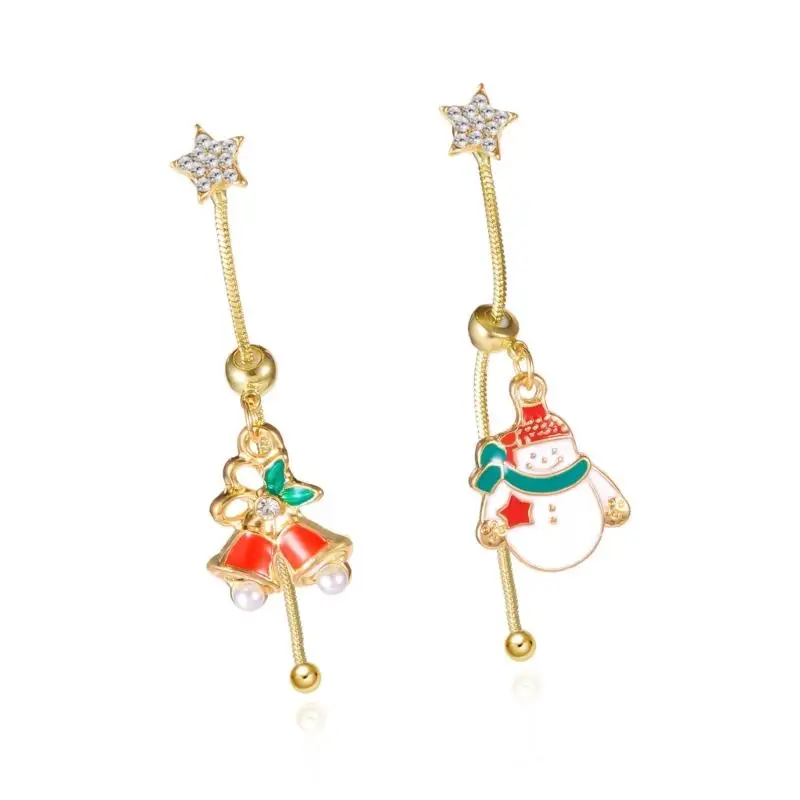 652F Elegant Rhinestones Santa Tassels Drop Earrings Women’s Christmas Celebration Long Jewelry Accessories