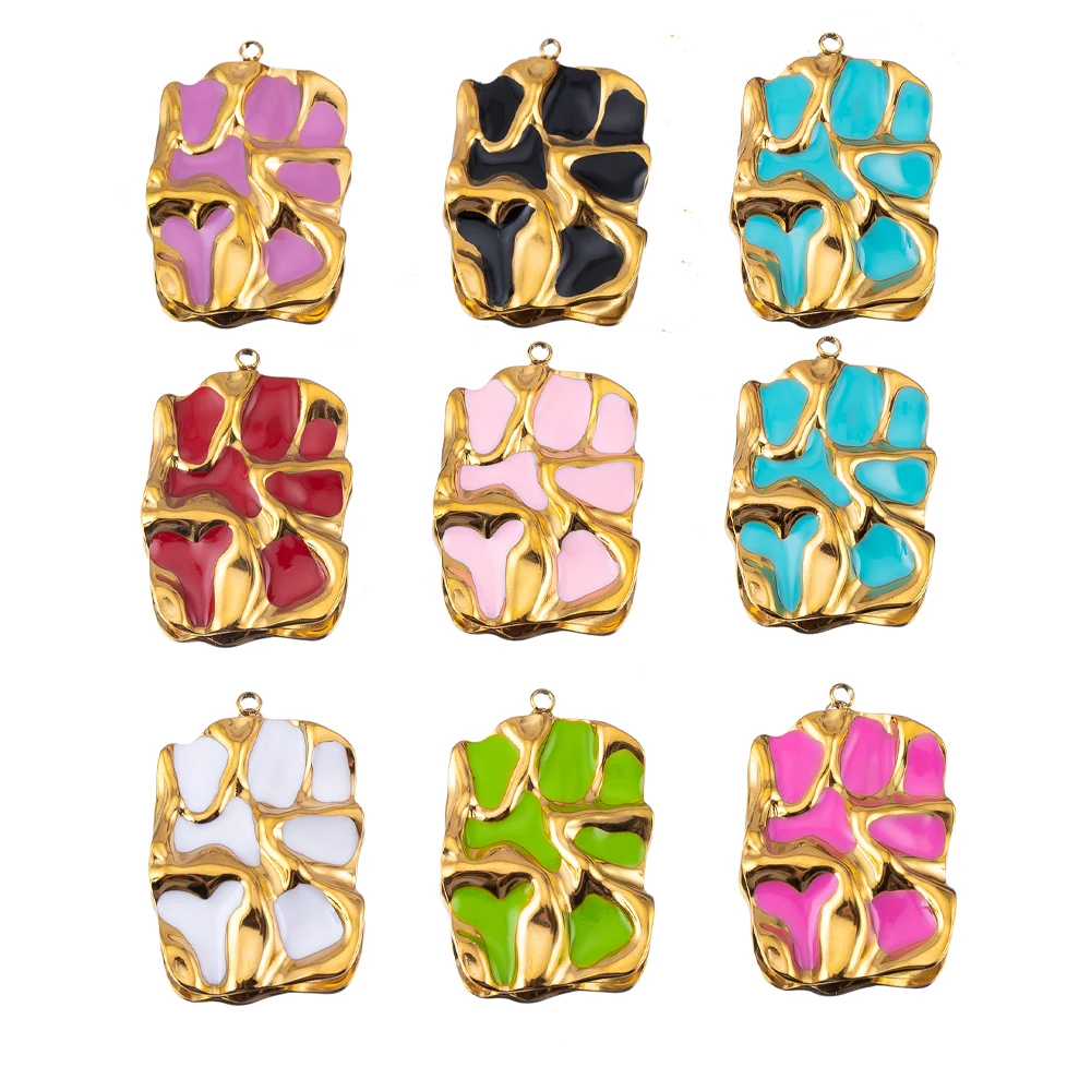 2Pcs Minimalist Niche Stainless Steel Abstract Textured Pendants DIY Jewelry necklaces Making Craft Accessory Material Wholesale