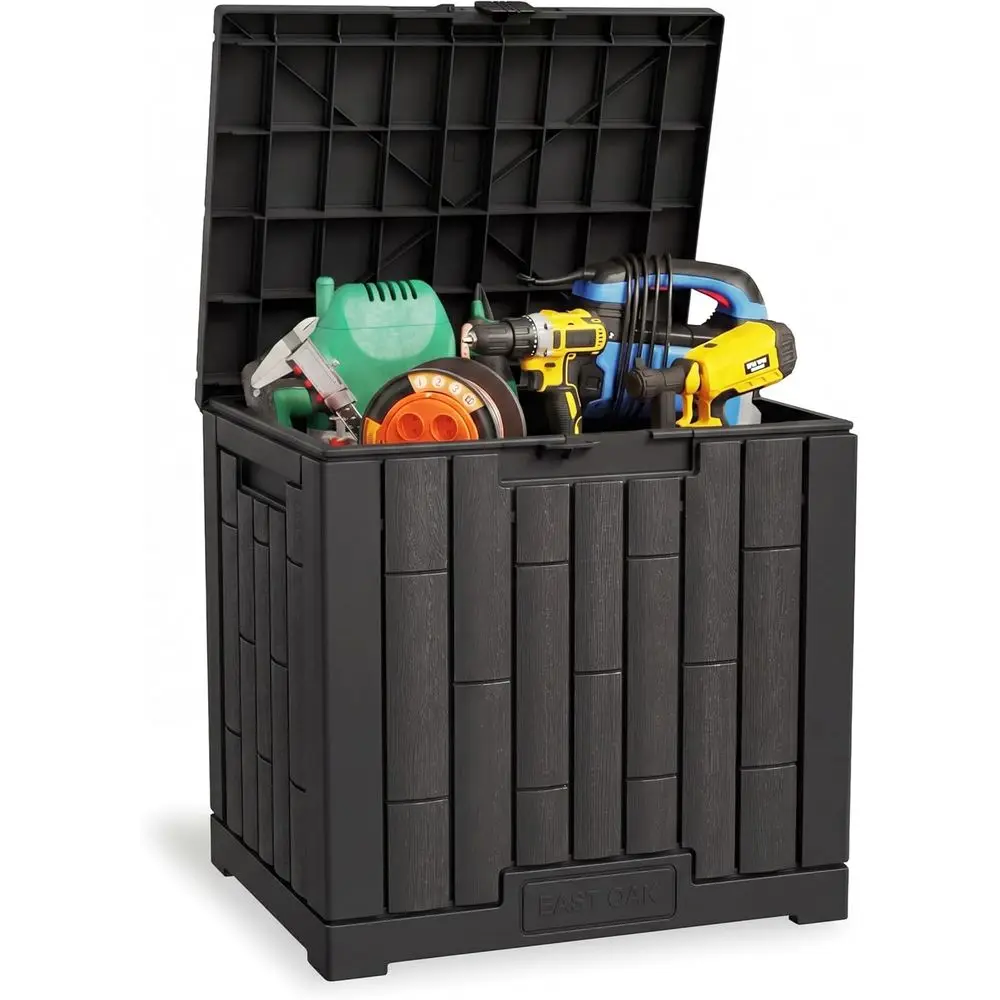 31 Gallon Outdoor Storage Box Waterproof UV-Resistant Resin Bin for Patio Cushions, Garden Tools, Accessories & Packages, Lockab