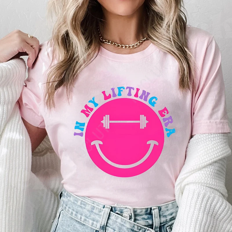 In My Lifting Era Shirt Funny Workout Female T-Shirt Gym Lover Fitness Mom T-shirt Short Sleeve O-neck Women Clothing Y2k Tops