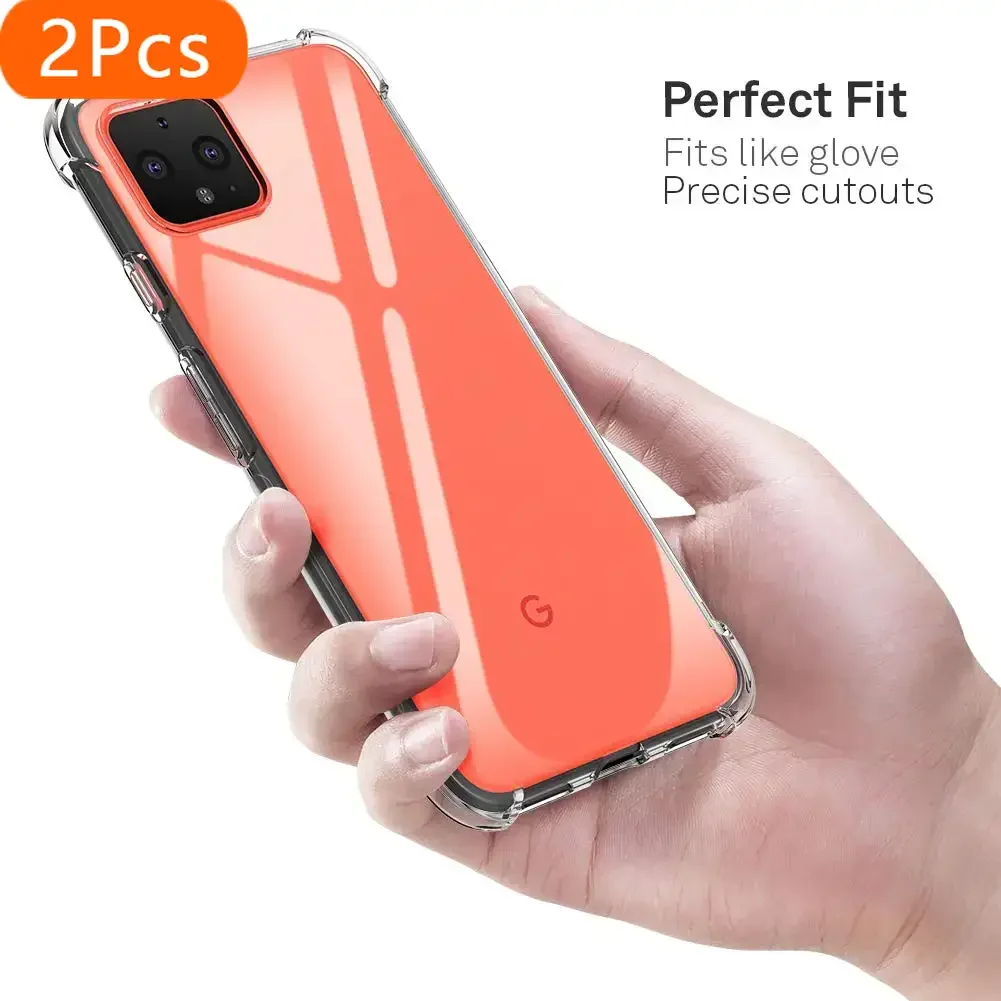 

2Pcs Soft TPU Case For Google Pixel 5 4 XL 3A 4A 5G Ultra Thin Shochproof Soft Transparent Crystal Phone Cover For Google Pixel