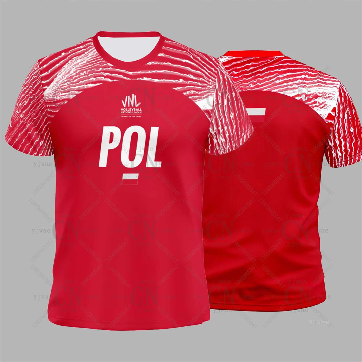 

2025 Poland VNL Jersey Volleyball Sportswear Short Sleeve Outdoor Training Fitness Quick Drying Top Summer Men's&Women's T-shirt