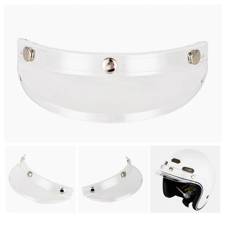 1Pcs 3 Snap-Button Visor Jet Helmet Visor Brim Motorcycle Scooter Helmet Accessory For Retro Half Helmets Outdoor Riding