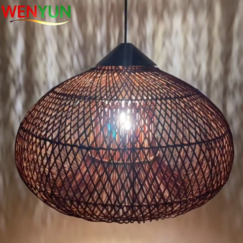 

2026 Japanese Handmade Rattan Pendant Lamp Vintage Wabi Sabi LED Lighting for Dining Room Kitchen Loft Restaurant Home