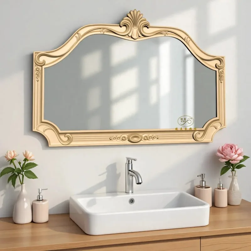 B06  wall-mounted bathroom mirror carved retro bedroom vanity mirror desktop  bathroom