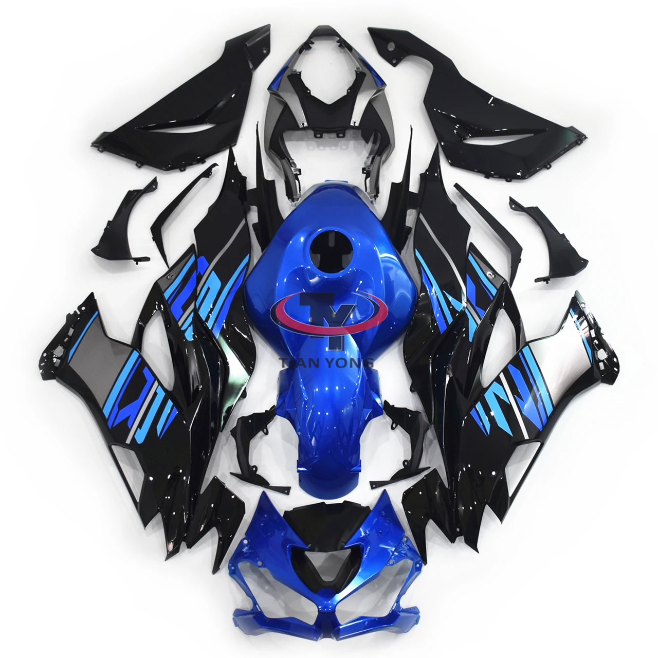 For Kawasaki ZX6R 2019-2023 636 ZX 6R 19-23 Motorcycle Full Fairing Kit Bodywork Cowling Blue and black decal with fuel tank