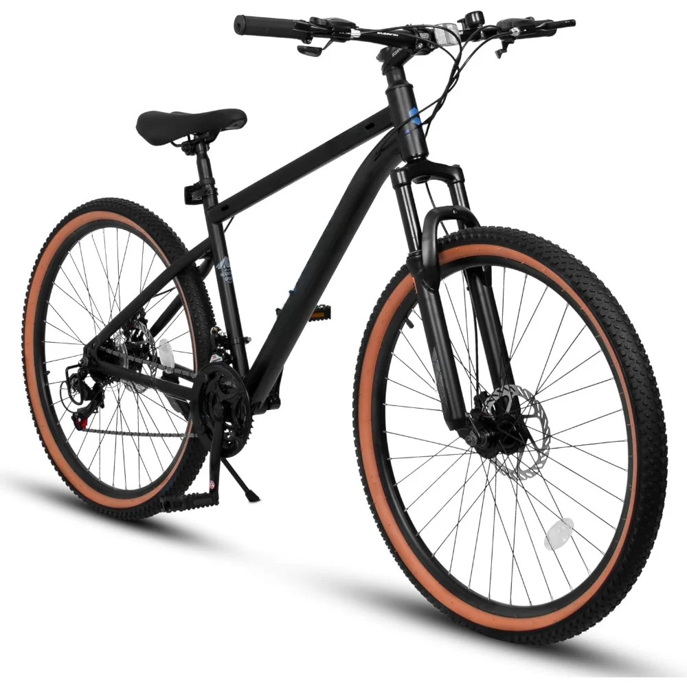 24 Inch Mountain Bike, 24 Inch Dual Full Shock Mountain Bike, 21 Speed Disc Brake/V Brake, Men's Women's Snow Bike