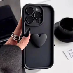 INS 3D Love Heart Silicone Phone Case For iPhone 11 12 13 14 15 Pro Max XS XR 7 8 Plus SE 2 2020 Simple Fashion Candy Case Cover