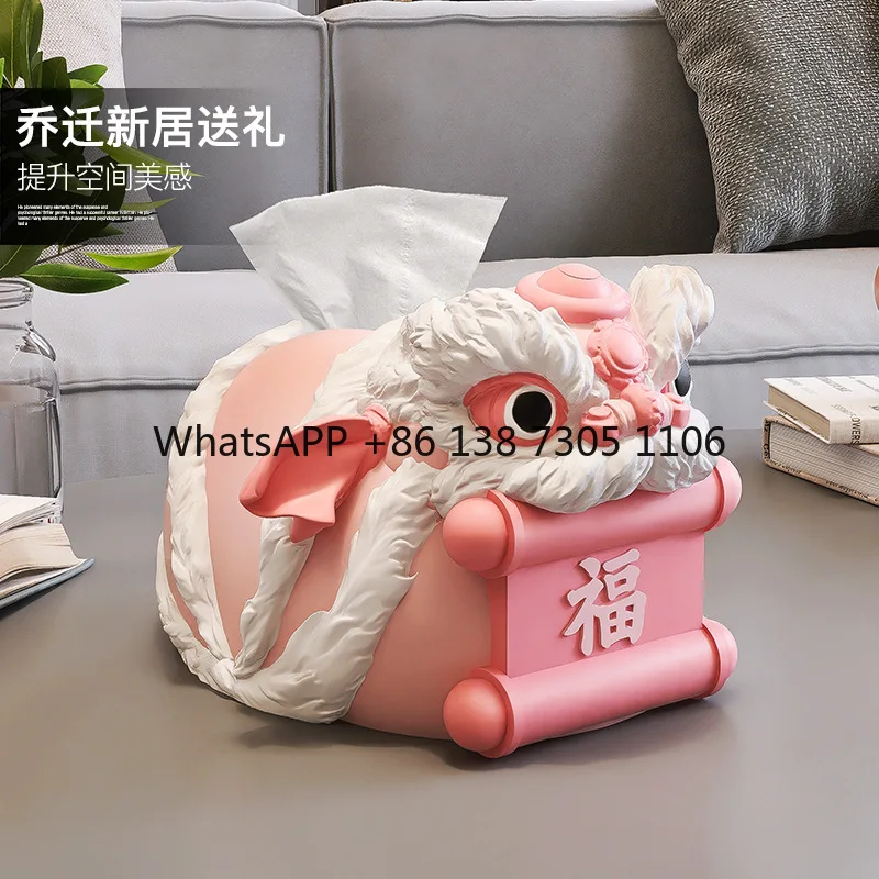

National tide style lion awakening tissue box ornaments drawing paper box living room napkin box festive handicrafts