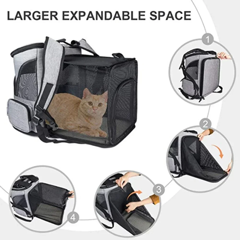 Breathable Pet Cat Carrier Backpack Foldable Pet Carrier Transport Travel Bag Expandable Large Capacity Creative for Cats Dogs