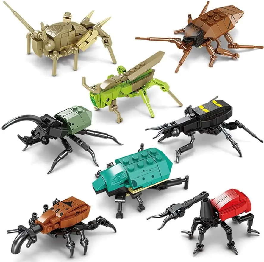 

8Packs Insect Animals Building Blocks Toys Set Fish Compatible Building Blocks Toy Party Favor for Kids Gifts for Children 6 7 8