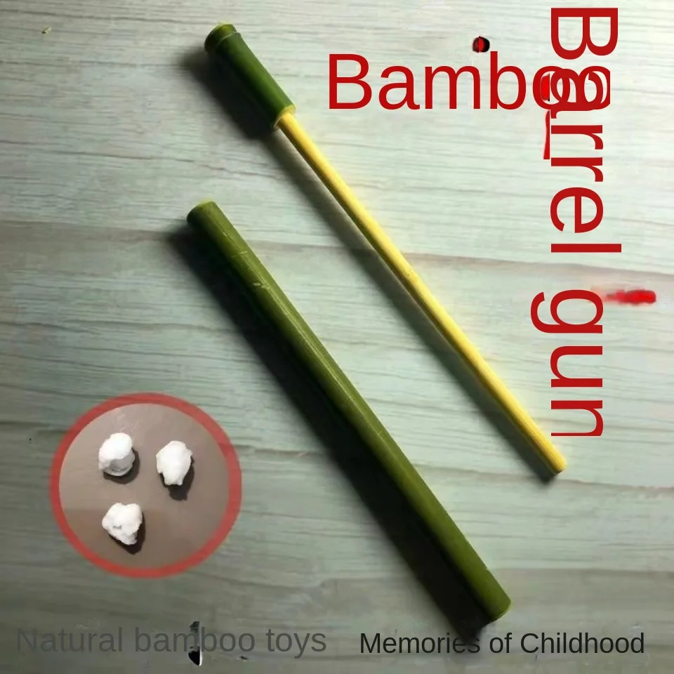 Handmade Bamboo Barrel Gun Bamboo Barrel 80 Nostalgic Toys Children Crack Gun Paper Gun Launcher Bai Tong Bamboo Gun.