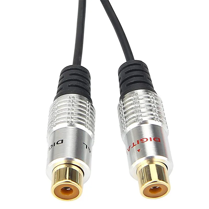 1 Male To 2 Female Metal RCA Female To Dual 2-RCA Male Gold Plated Adapter, Stereo Splitter Y Audio Cable(RCA F-2 RCA M)