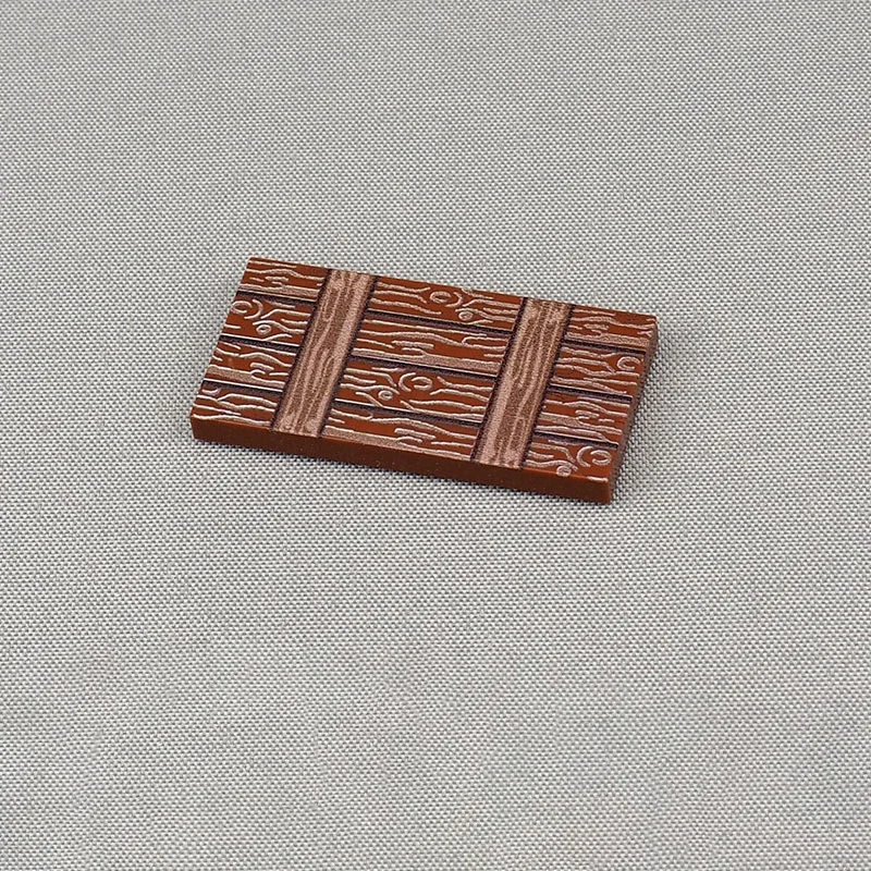 Moc 10 pçs 87079 impresso caixa de grão de madeira placa padrão blocos de construção caixa de madeira com listras tijolos partícula brinquedo diy presentes do miúdo