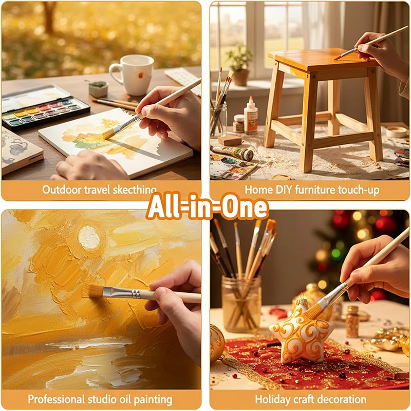 5Pcs 나무 손잡이 작은 페인트 브러쉬 세트 아크릴  - Woodworking Oil 리뷰 및 가격