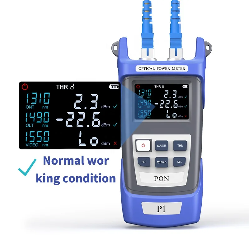 P1 Optical Power Meter Fiber FTTH OPM Multi-Inteace Light Failure Tester with POE Network 850-1625nm SC/FC/ST