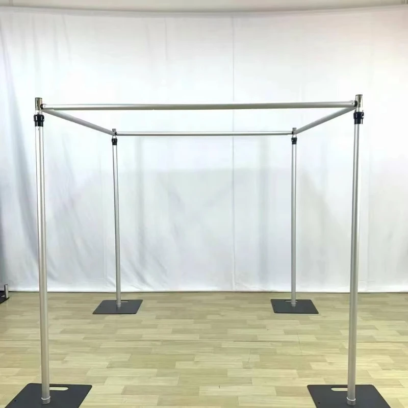 Heißer Verkauf Doppel Querlatte Rohr und Überhang Kit Heavy Duty Einstellbare Hintergrund Rack Hochzeit Dekor Hintergrund Rack