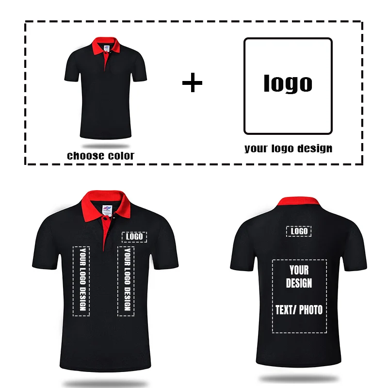 8-color POLO shirt custom LOGO color matching lapel short sleeve printing  LOGO an Polo Shirt Mens Casual  POLO
