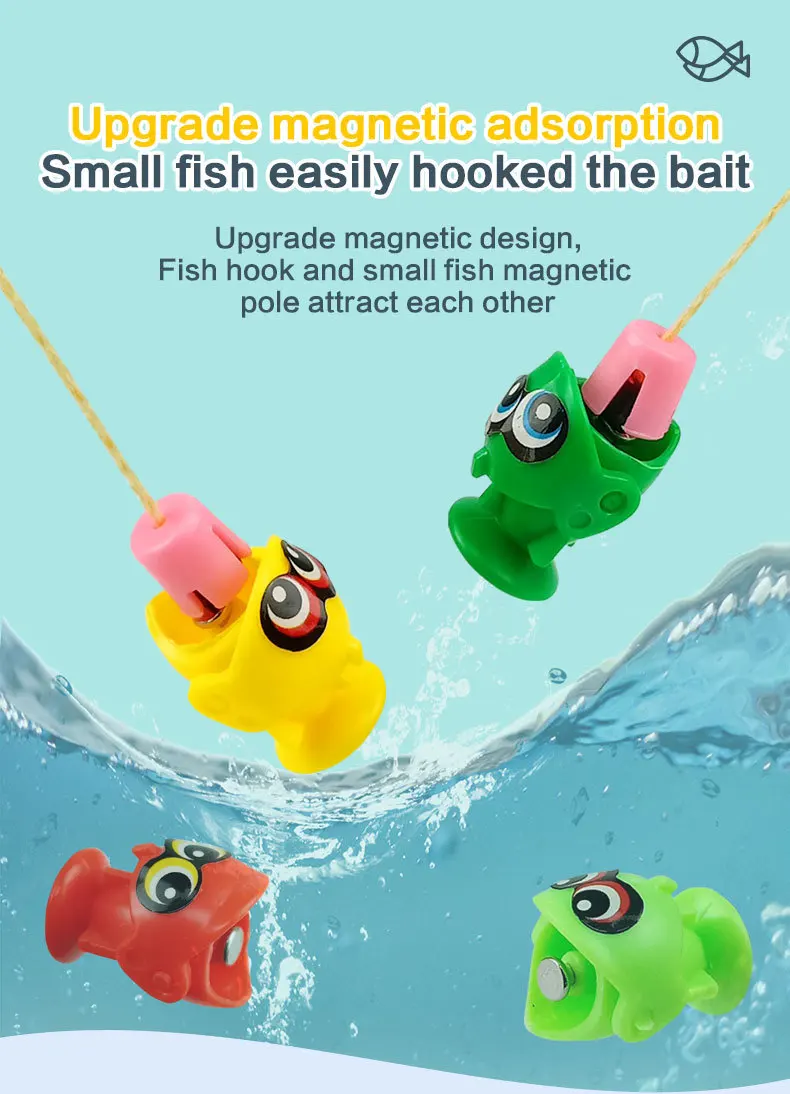 Children's electric fishing toys magnetic music early education kindergarten fish rod toy basket parent-child PK fishing game