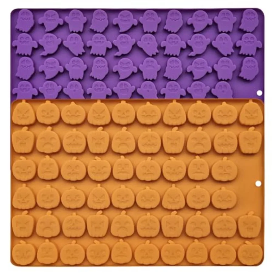 

Halloween Silicone Mini Candy Molds Mini Pumpkin and Ghost Molds Silicone Treat or Trick Molds for Halloween Candy Chocolate Gu