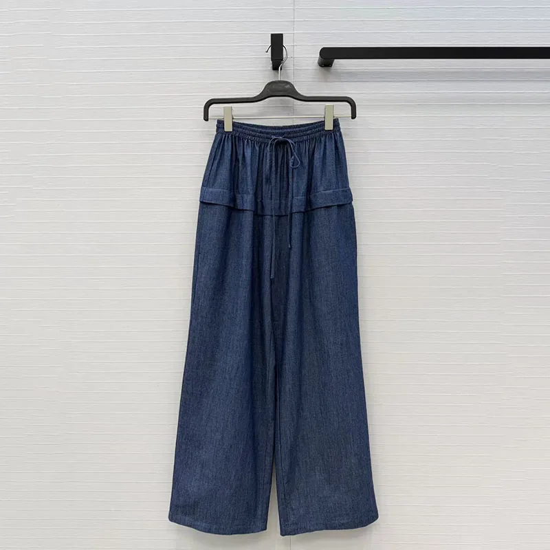 Women's Ruffled Wide-Leg Pants Stylish and Elegant Casual Trousers High-Quality Relaxed-Fit Straight-Leg Jeans 2026 Spring New