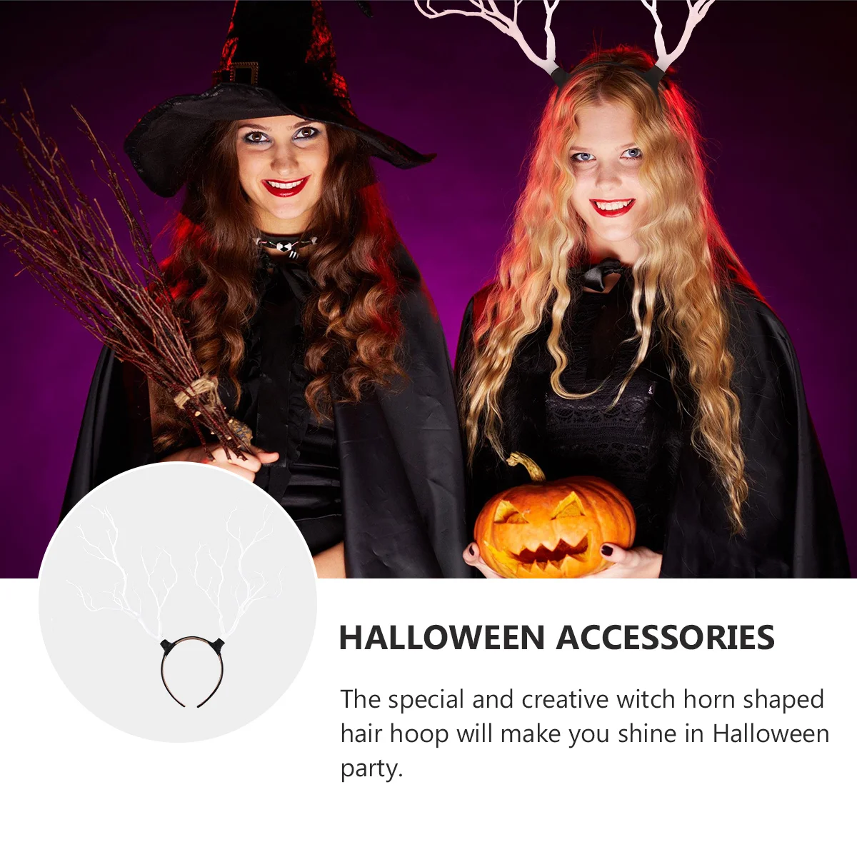 

1 шт., обруч для волос с рогом ведьмы, повязка на голову на Хэллоуин, вечерние прически, креативный косплей, аксессуар для волос на Хэллоуин, темный стиль, прическа