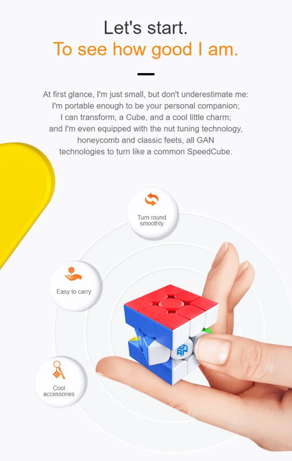 [Picube] GAN330 Schlüsselanhänger 10 Jahre Würfel 3x3x3 Zauberwürfel 3x3 Speedcube Puzzle Gans 3x3x3 GAN 330 Mini Zauberwürfel Spielzeug – Detail 4