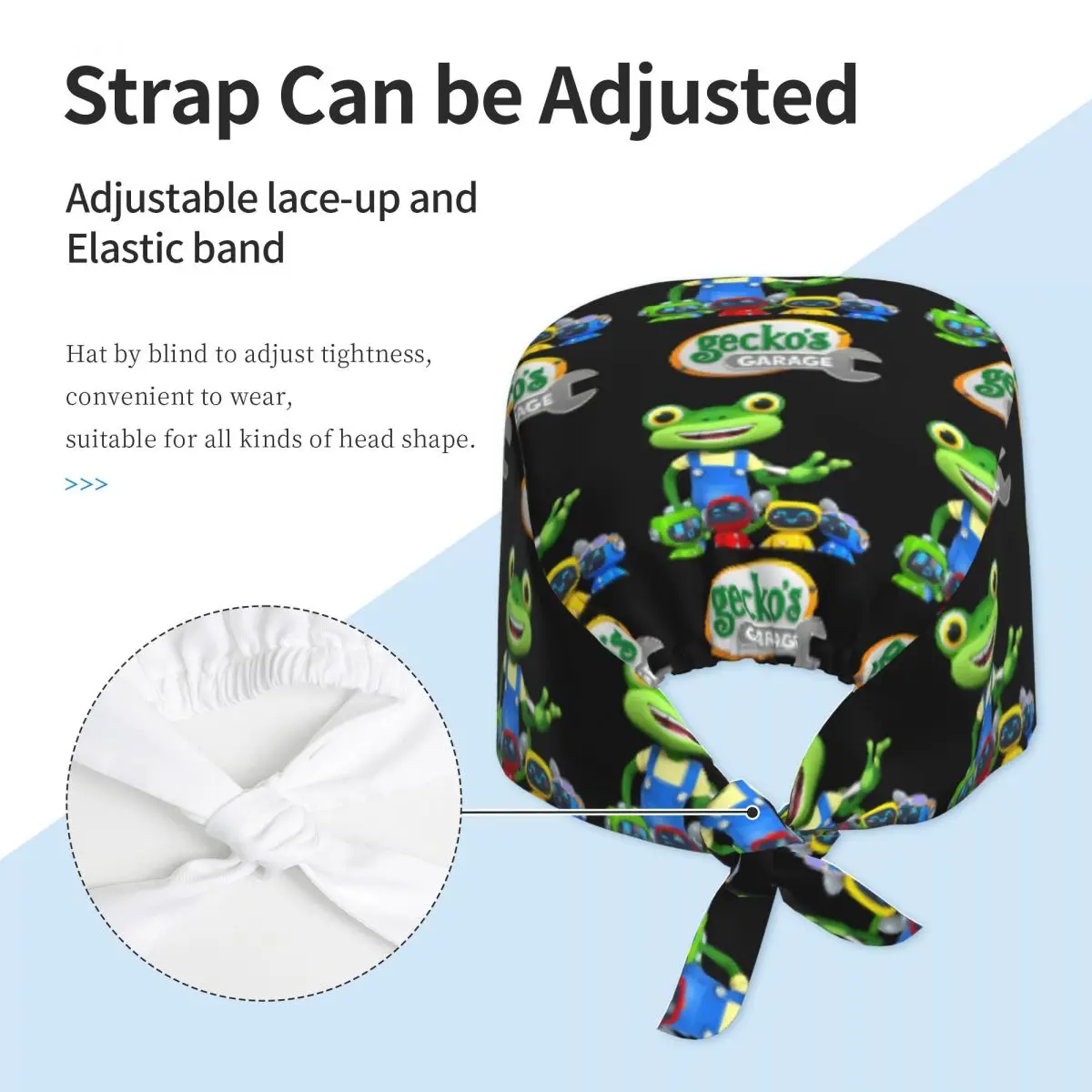 Geckos Garage Scrub Hat Doctor Working Surgical Cap Men Women Adjustable Nursing Caps for Dentist