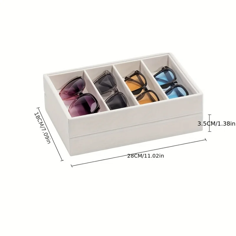 

Beige Velvet Eyewear Organizer Tray Display Storage Box for Glasses Watches and Jewelry for Men Women