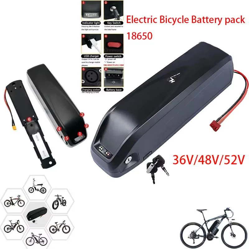 

New18650 Hailong battery36V 48V 52V 20Ah/40Ah Pour Bafang BBS02 BBS03 BBSHD Hailong battery 36V Hailong 48V 52V charger included