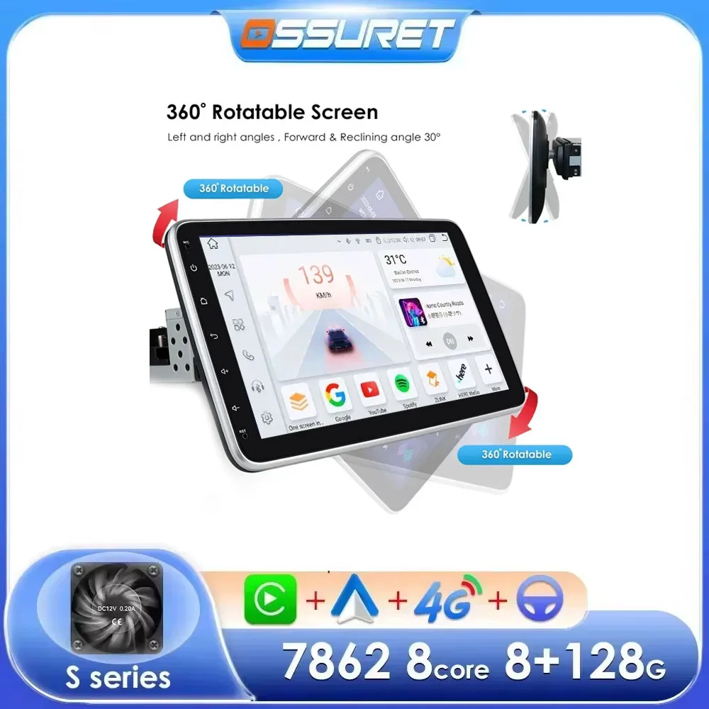 1 Din Android Autoradio GPS für Universal Auto Multimedia Player 1DIN Drehbarer Bildschirm Video Autoradio Wireless Carplay 10,1 Zoll