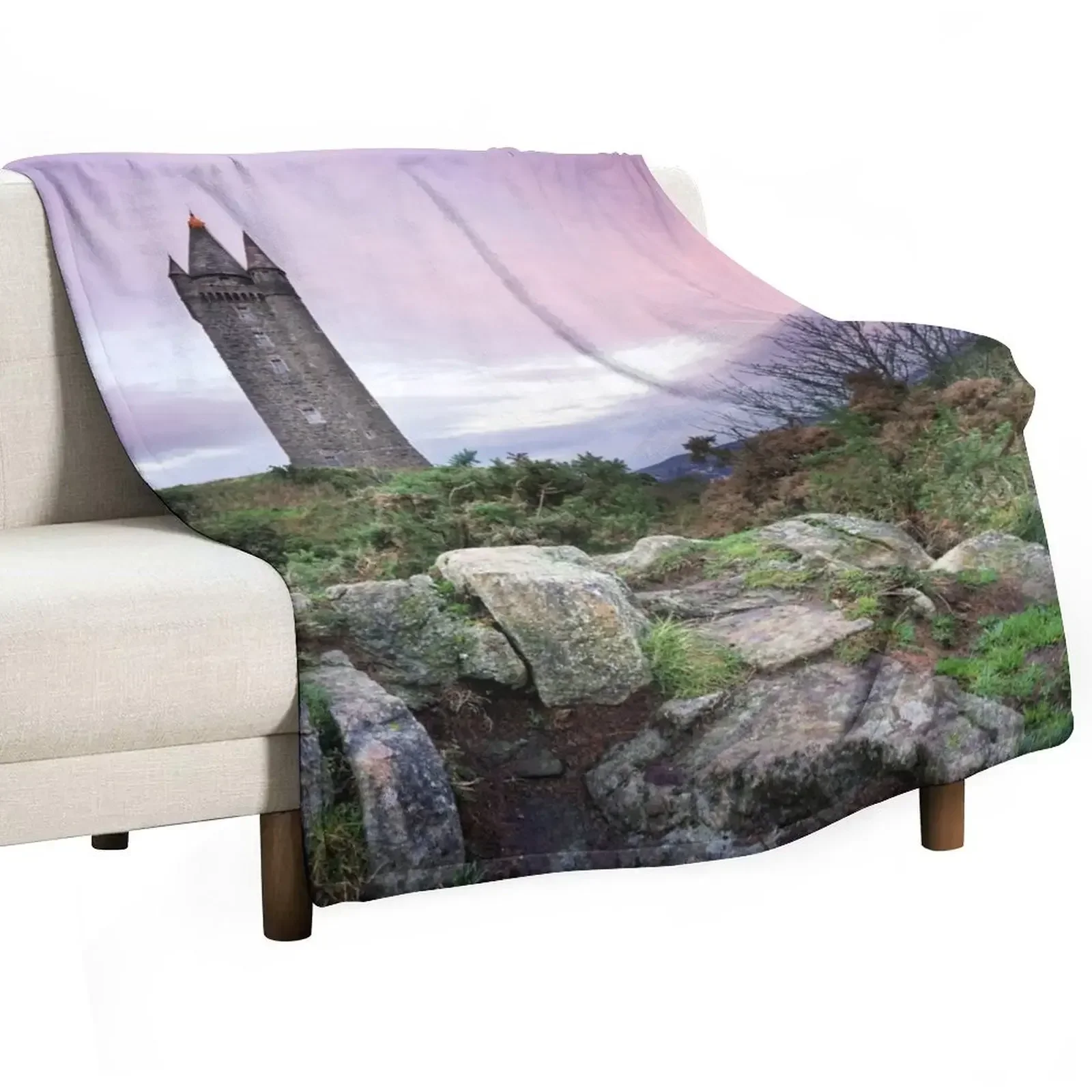 

Scrabo tower sunset - Newtownards Throw Blanket cosplay anime Softest Furry heavy to sleep Blankets