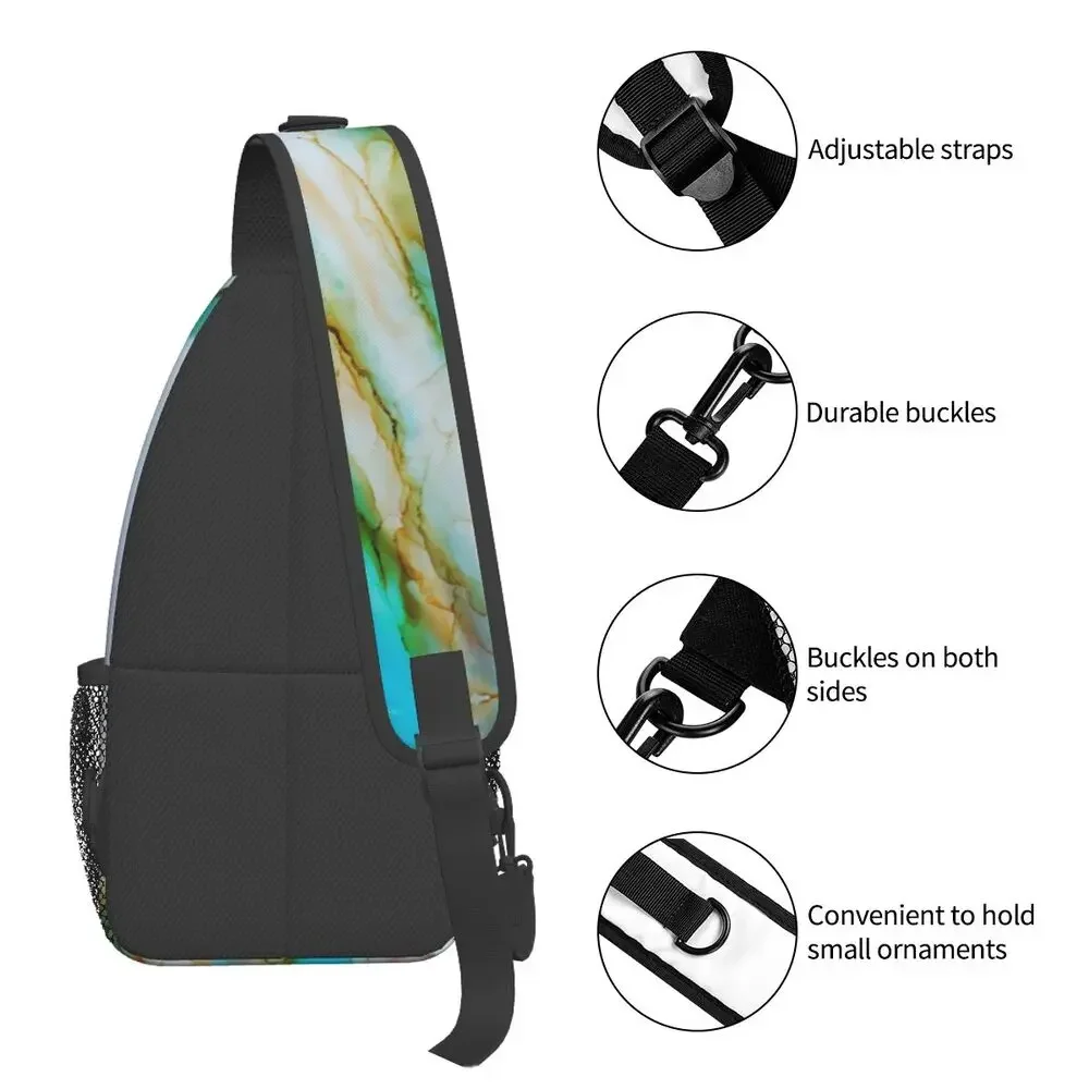 Customized Multi Colored Marble Sling Bag for Men Fashion Shoulder Chest Crossbody Backpack Travel Hiking Daypack