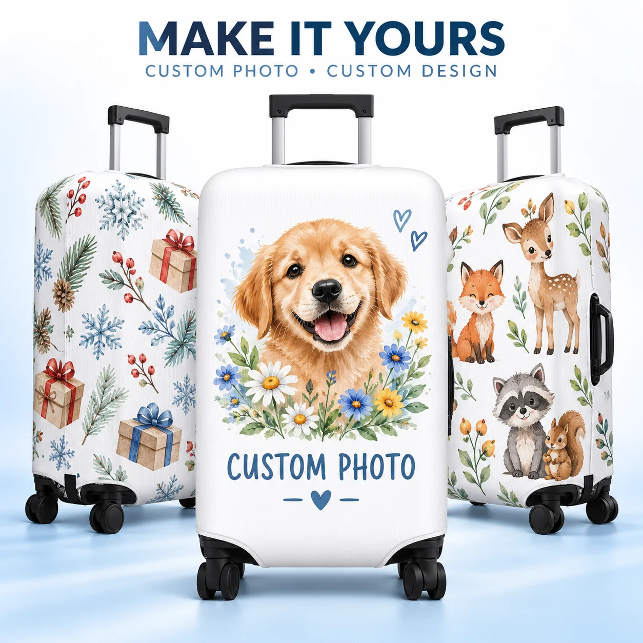 Custom Customize Logo Luggage Cover Elastic Your Design Here Travel Suitcase Protective Covers Suit For Luggage Supplies