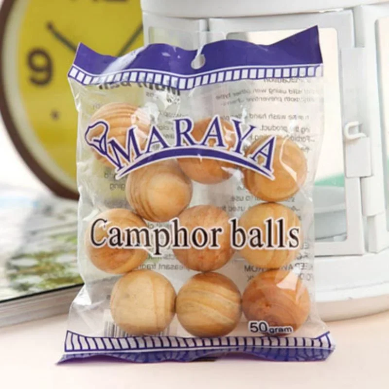 Pack of 10 Natural Camphor Wood Balls for Wardrobe, Moth Repellent, Anti-Mold, Deodorizer, Odor Absorber, Camphor Tablets