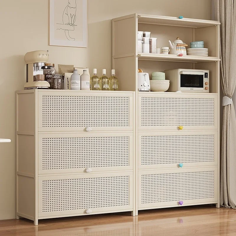 Cream wind kitchen side cabinet storage microwave oven side cabinet tea overall cabinet storage by h ^