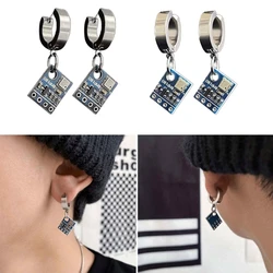 Cyberpunk Circuit Board Pendant Earrings Stainless Steel Colorful Small Dangle Earrings For Men Women Party Jewelry