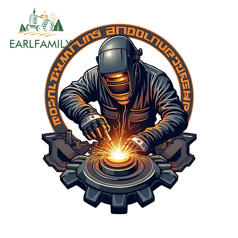 EARLFAMILY Electric Welder Car Sticker Working Firelight Car Accessories Decal Personality Weather Resistant Windows Decals